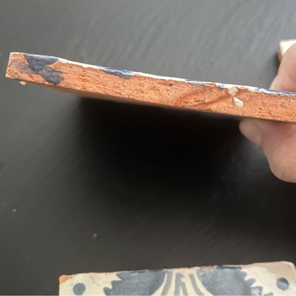 Mexican Hand Painted Terra-Cotta Talavera Vintage Tiles Set of 4 - Picture 9 of 16